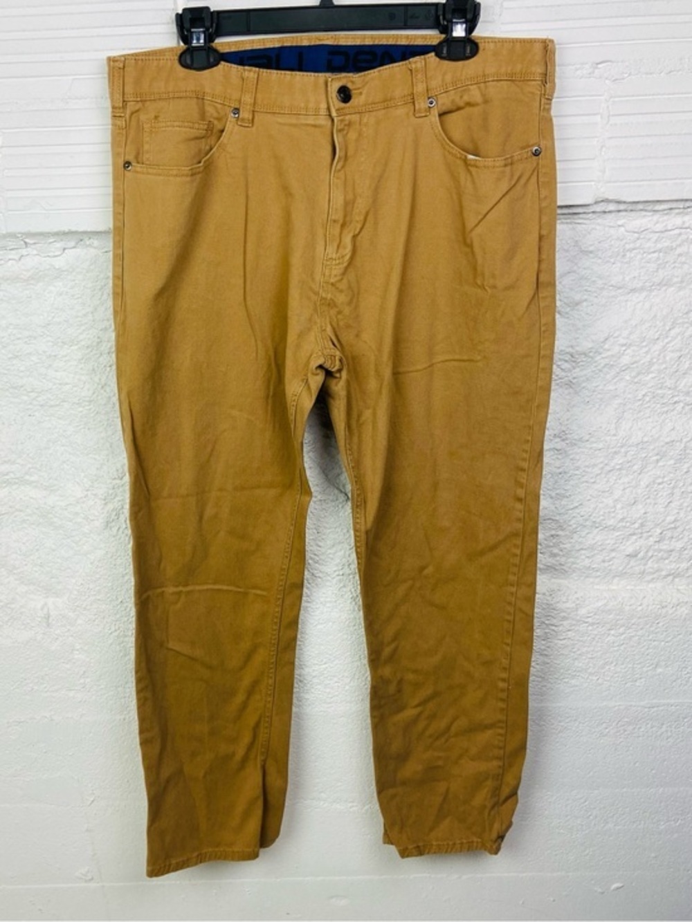 Denali Men's Slim Straight Chino cotton stretch Pants in Camel Brown size 36/30